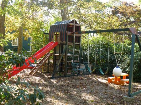 Vacation Rental Property - Bungalow - Orleans Mass., 9 Pond Road - Backyard Playset - slide, swings, play house