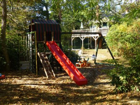 Vacation Rental Property - Bungalow - Orleans Mass., 9 Pond Road - Backyard Playset - slide, swings, play house